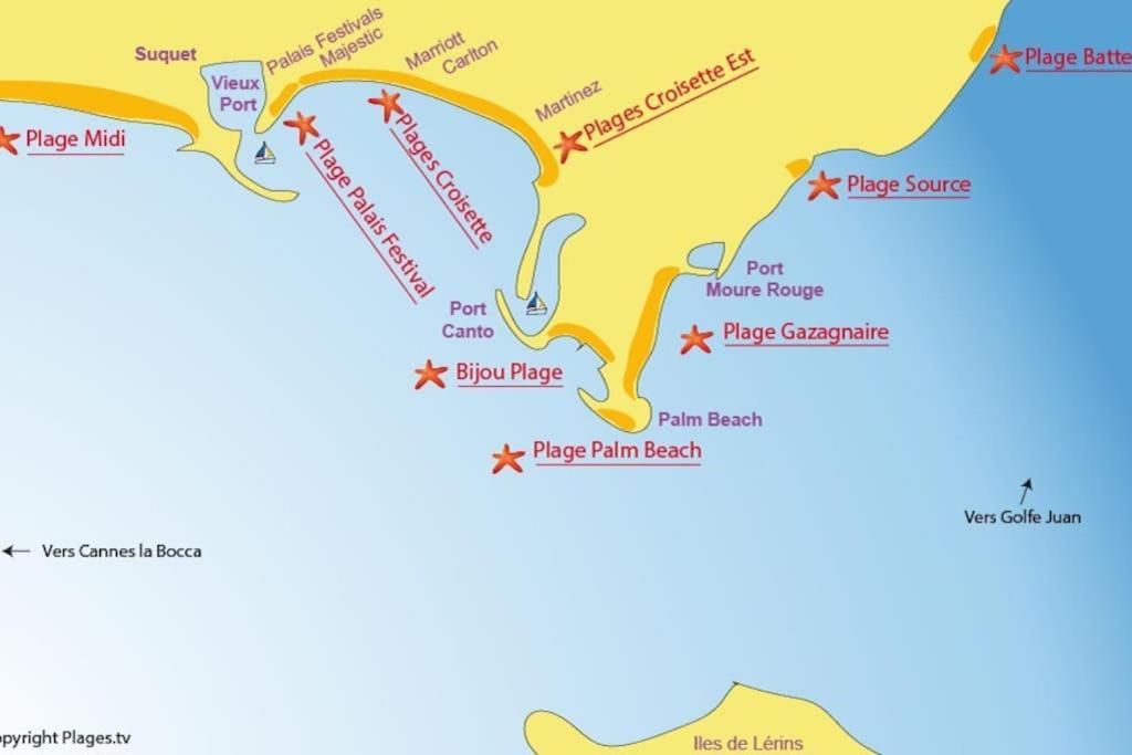 Cannes Palm Beach Parking, Clim, Wifi Plage 2' A Pieds Eksteriør billede